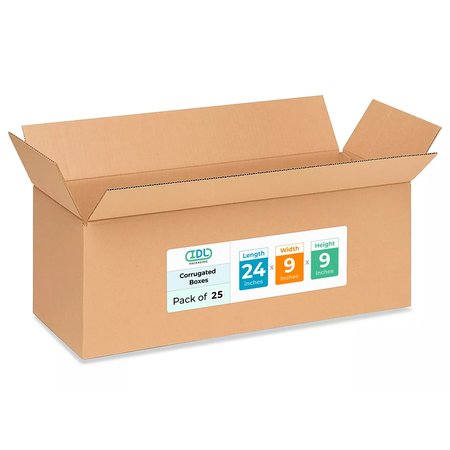 IDL PACKAGING 24L x 9W x 9H Corrugated Boxes for Shipping or Moving, Heavy Duty, 25PK B-2499-25